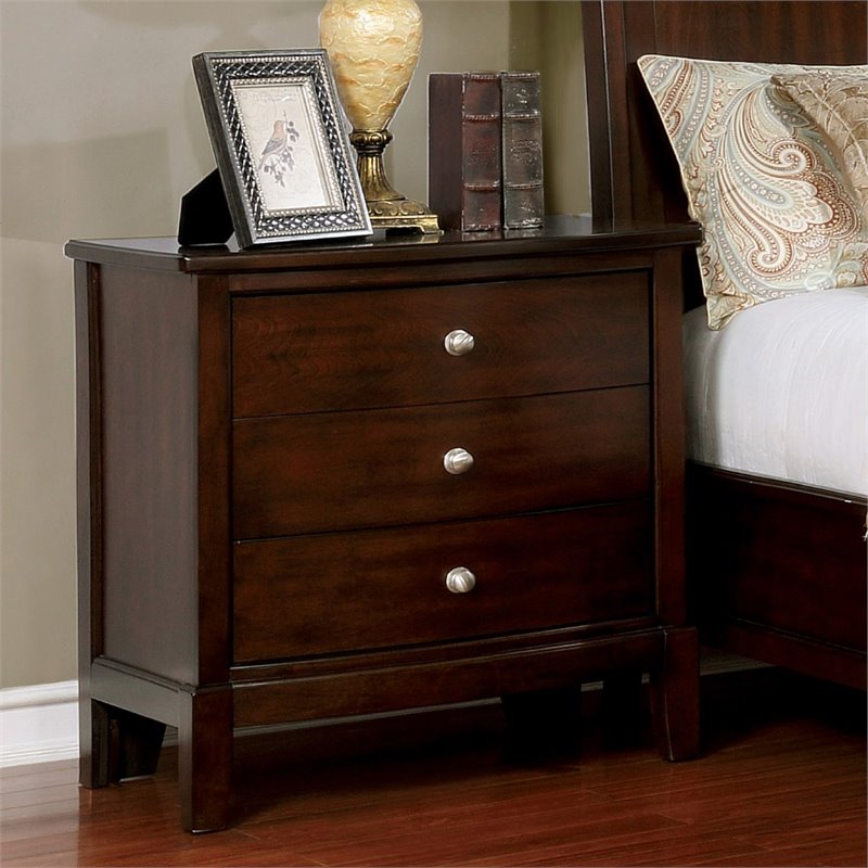 Bowery Hill 3 Drawer Nightstand in Brown Cherry Cymax Business