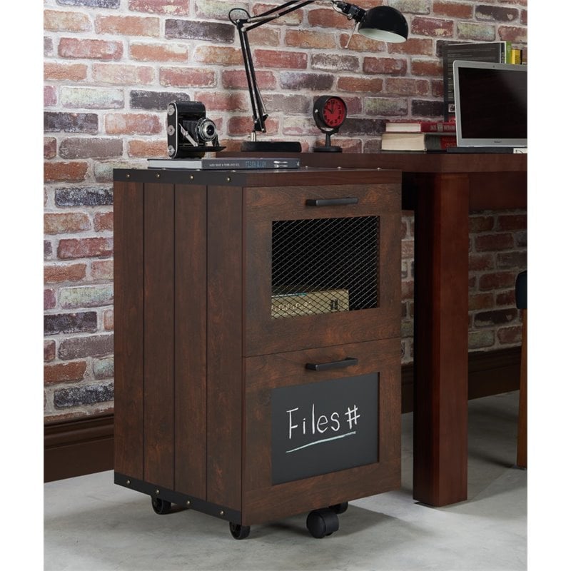 Bowery Hill Industrial Filing Cabinet in Vintage Walnut