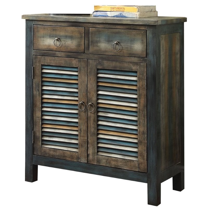 Bowery Hill Console Table in Antique Oak and Teal
