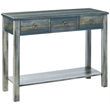 Bowery Hill Console Wood Table in Antique White Gray and Teal Gray