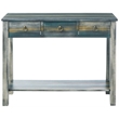 Bowery Hill Console Wood Table in Antique White Gray and Teal Gray