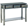 Bowery Hill Console Wood Table in Antique White Gray and Teal Gray