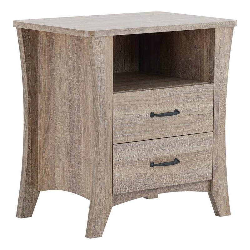 Bowery Hill 2-Drawer Farmhouse Wood Nightstand in Rustic Natural