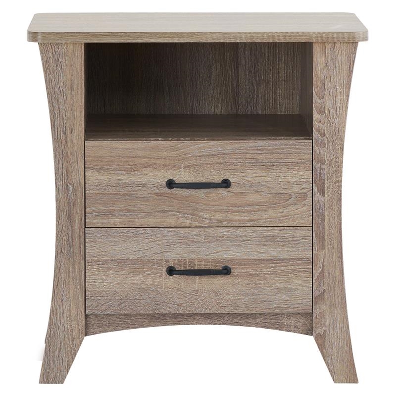 Bowery Hill 2-Drawer Farmhouse Wood Nightstand in Rustic Natural