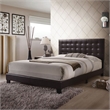 Bowery Hill Transitional Faux Leather Upholstered Queen Panel Bed in Espresso