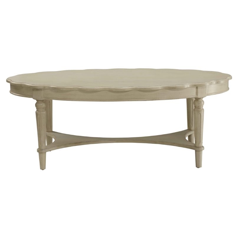Bowery Hill Oval Coffee Table in Antique White