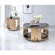 Bowery Hill Modern Round Glass Top Coffee Table in Black and Gold