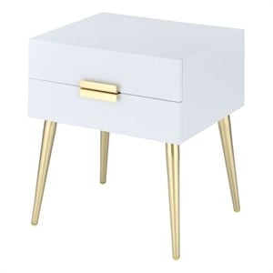 Bowery Hill Rectangular Modern Wood/Metal End Table in White/Gold