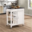 Bowery Hill 1-Drawer Contemporary Wood Kitchen Cart in Black/White