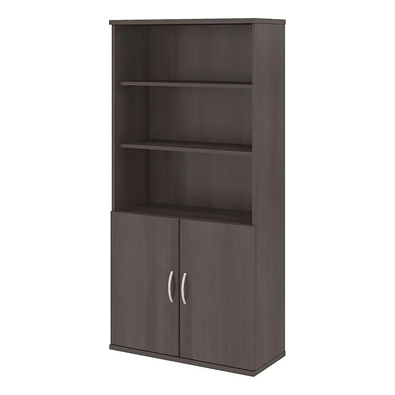 Bowery Hill Contemporary Wood 5 Shelf Bookcase in Storm Gray