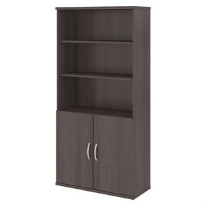 bowery hill 3 shelf bookcase in storm gray