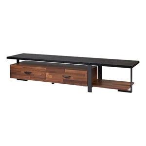 Bowery Hill Modern Wood TV Stand for TVs up to 67&quot in Walnut/Black