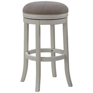 Bowery Hill 26&quot Transitional Wood/Fabric Backless Counter Stool in Antique White