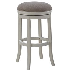 Bowery Hill 39&quot Transitional Wood/Fabric Backless Bar Stool in Antique White