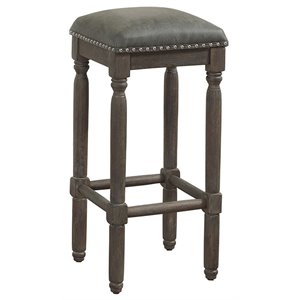 Bowery Hill 26&quot Retro Wood/Bonded Leather Backless Counter Stool in Dark Gray
