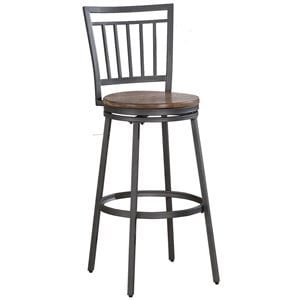 Bowery Hill 30&quot Transitional Metal/Wood Swivel Bar Stool in Slate Gray