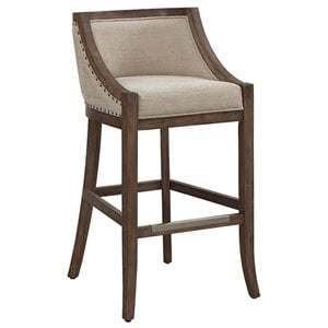 Bowery Hill 26&quot Transitional Wood/Fabric Stationary Counter Stool in Warm Brown