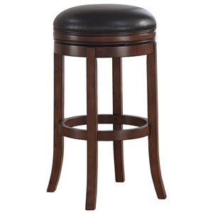 Bowery Hill 30&quot Traditional Wood/Faux Leather Backless Bar Stool in Walnut