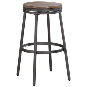 Bowery Hill 25&quot Contemporary Metal/Wood Backless Counter Stool in Slate Gray