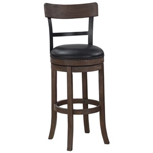 Bowery Hill 34&quot Swivel Tall Bar Stool in Washed Brown and Black