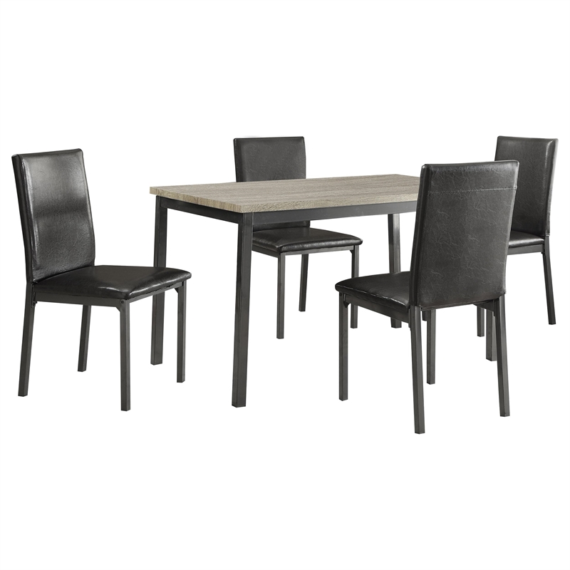 Bowery Hill 5 Piece Dining Set in Black