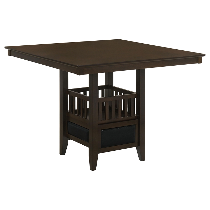 Bowery Hill Faux Leather Black 5 Piece Counter Height Dining Set Square 47