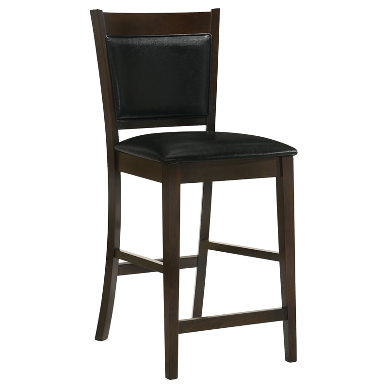 Bowery Hill Faux Leather Black 5 Piece Counter Height Dining Set Square 47