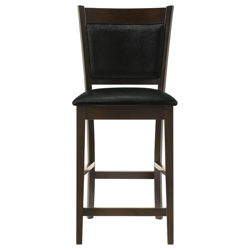 Bowery Hill Faux Leather Black 5 Piece Counter Height Dining Set Square 47