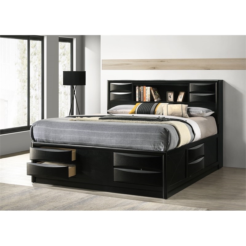 Bowery Hill 5 Piece King Storage Bedroom Set in Black
