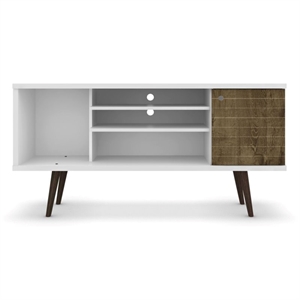 Bowery Hill 3-Shelf Solid Wood TV Stand for TVs up to 50&quot in White/Brown