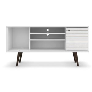Bowery Hill 3-Shelf Solid Wood TV Stand for TVs up to 50&quot in White