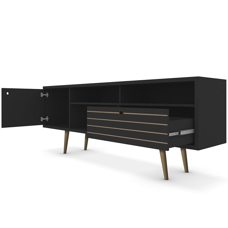 Bowery Hill 3-Shelf Solid Wood TV Stand for TVs up to 65