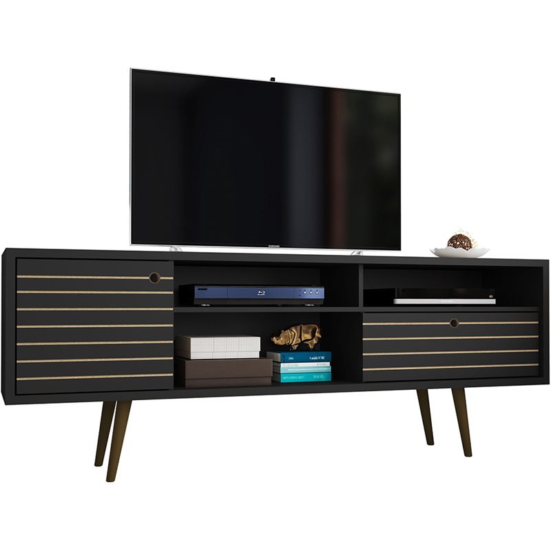 Bowery Hill 3-Shelf Solid Wood TV Stand for TVs up to 65