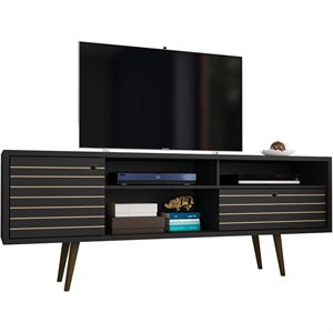 Bowery Hill 3-Shelf Solid Wood TV Stand for TVs up to 65&quot in Black