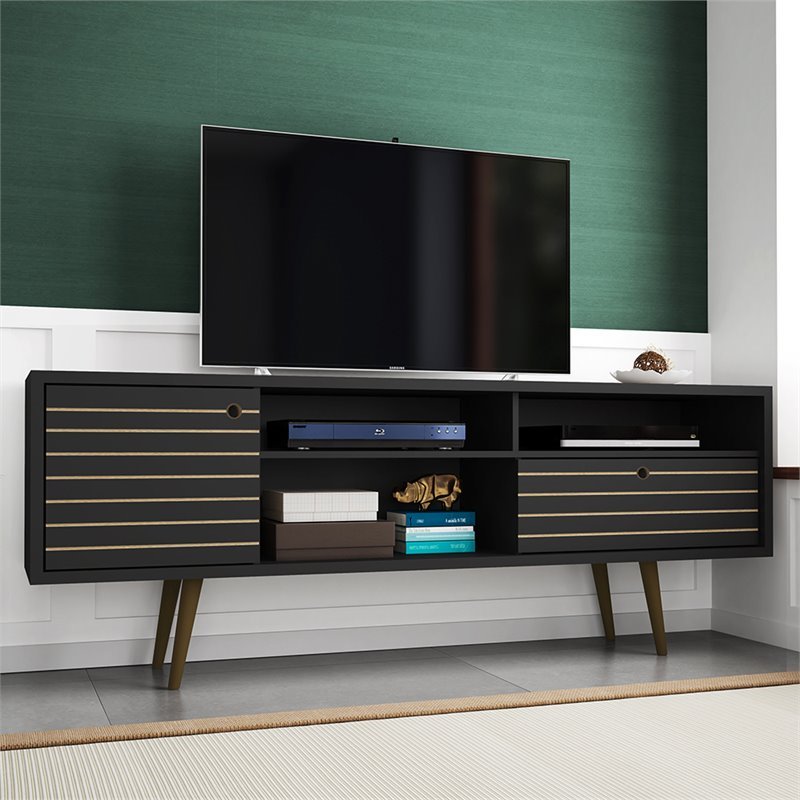 Bowery Hill 3-Shelf Solid Wood TV Stand for TVs up to 65