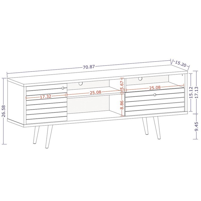 Bowery Hill 3-Shelf Solid Wood TV Stand for TVs up to 65