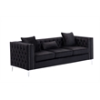 Bowery Hill Contemporary Velvet Button Tufted Sofa in Black