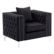 Bowery Hill 19'' Contemporary Velvet Button Tufted Accent Chair in Black