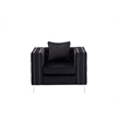 Bowery Hill 19'' Contemporary Velvet Button Tufted Accent Chair in Black
