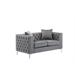 Bowery Hill Contemporary Velvet Button Tufted Loveseat in Gray