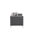 Bowery Hill Contemporary Velvet Button Tufted Loveseat in Gray