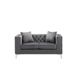 Bowery Hill Contemporary Velvet Button Tufted Loveseat in Gray
