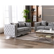 Bowery Hill Contemporary Velvet Button Tufted Loveseat in Gray