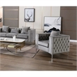 Bowery Hill 19'' Contemporary Velvet Button Tufted Accent Chair in Gray