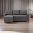 Bowery Hill Fabric Reversible/Sectional Modern Sleeper Sofa with Storage in Gray