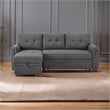 Bowery Hill Fabric Reversible/Sectional Modern Sleeper Sofa with Storage in Gray