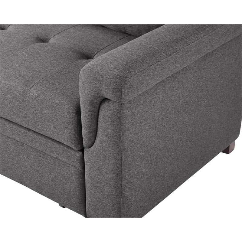 Bowery Hill Fabric Reversible/Sectional Modern Sleeper Sofa with Storage in Gray