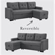 Bowery Hill Fabric Reversible/Sectional Modern Sleeper Sofa with Storage in Gray