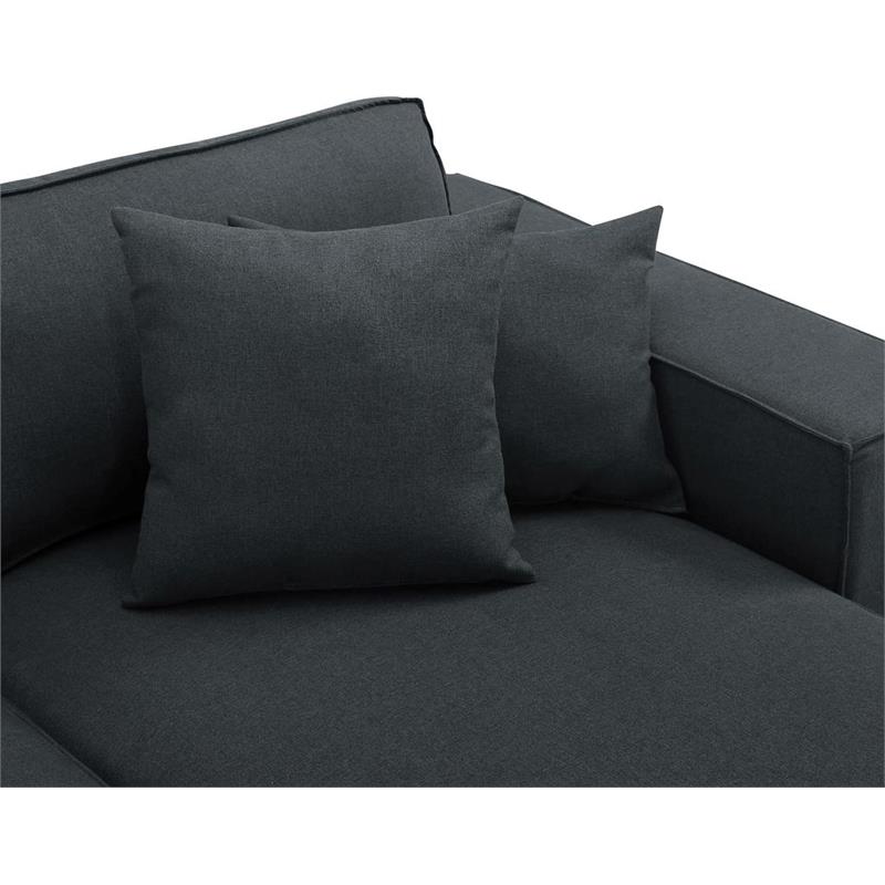 Bowery Hill Melrose Modular Sectional Sofa with Ottoman in Dark Gray Linen