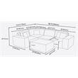 Bowery Hill Melrose Modular Sectional Sofa with Ottoman in Dark Gray Linen